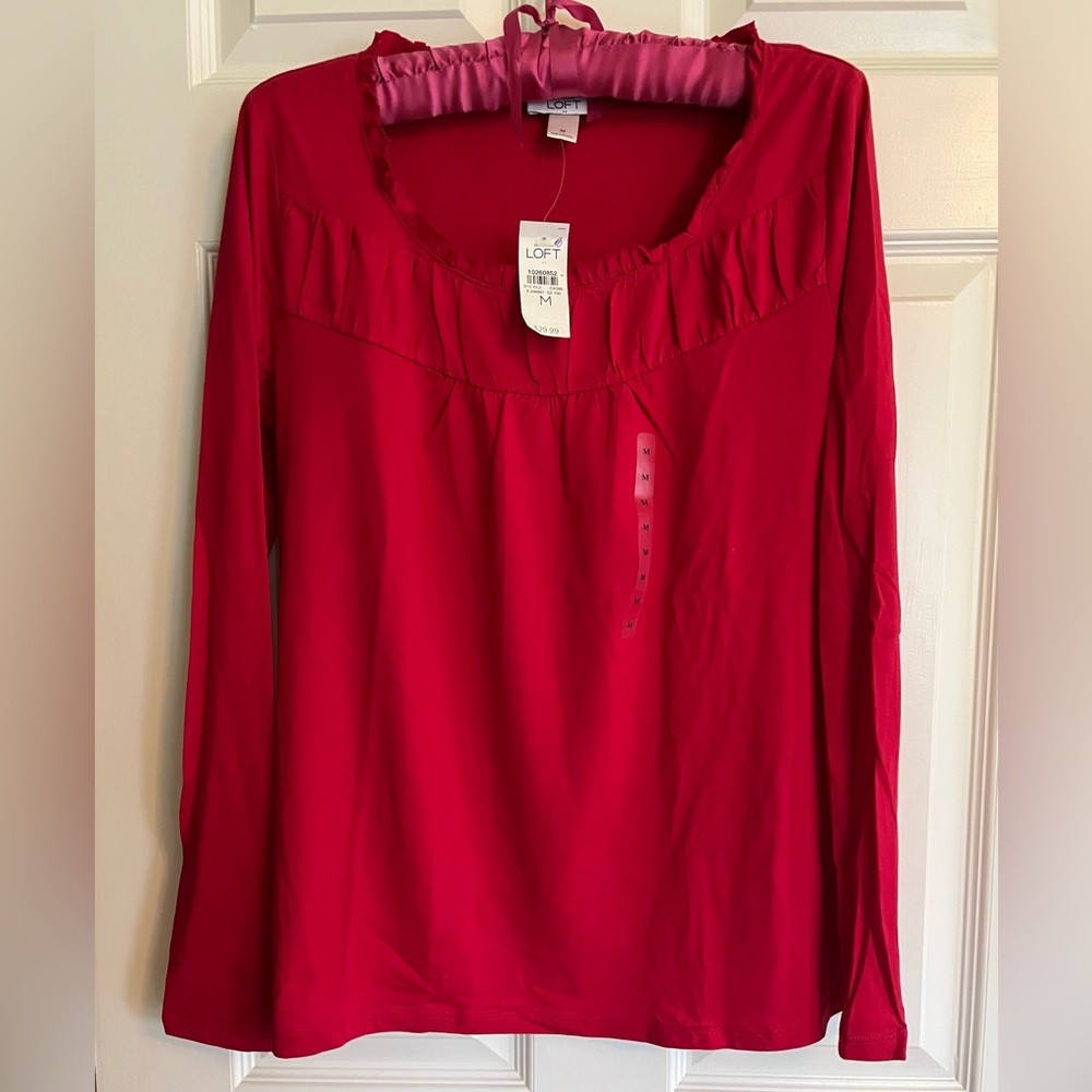 LOFT Red Long Sleeve Top with Tags